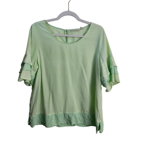Soft Surroundings Oakleigh Margarita Green Tired Bell Sleeve Top Size M - Picture 3 of 10